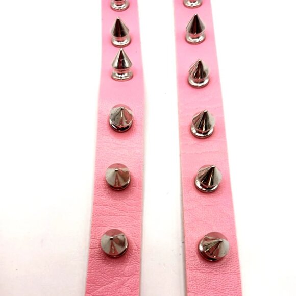 Gothic Pink Spiked Faux Leather Bracelets Set of 2 -New - Picture 6 of 11